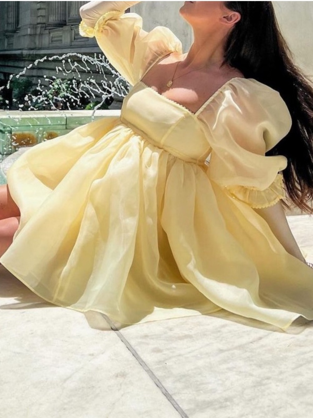 Selkie Banana Puff Mini Dress Size Small Babydoll Whimsical Fairy Balletcore
